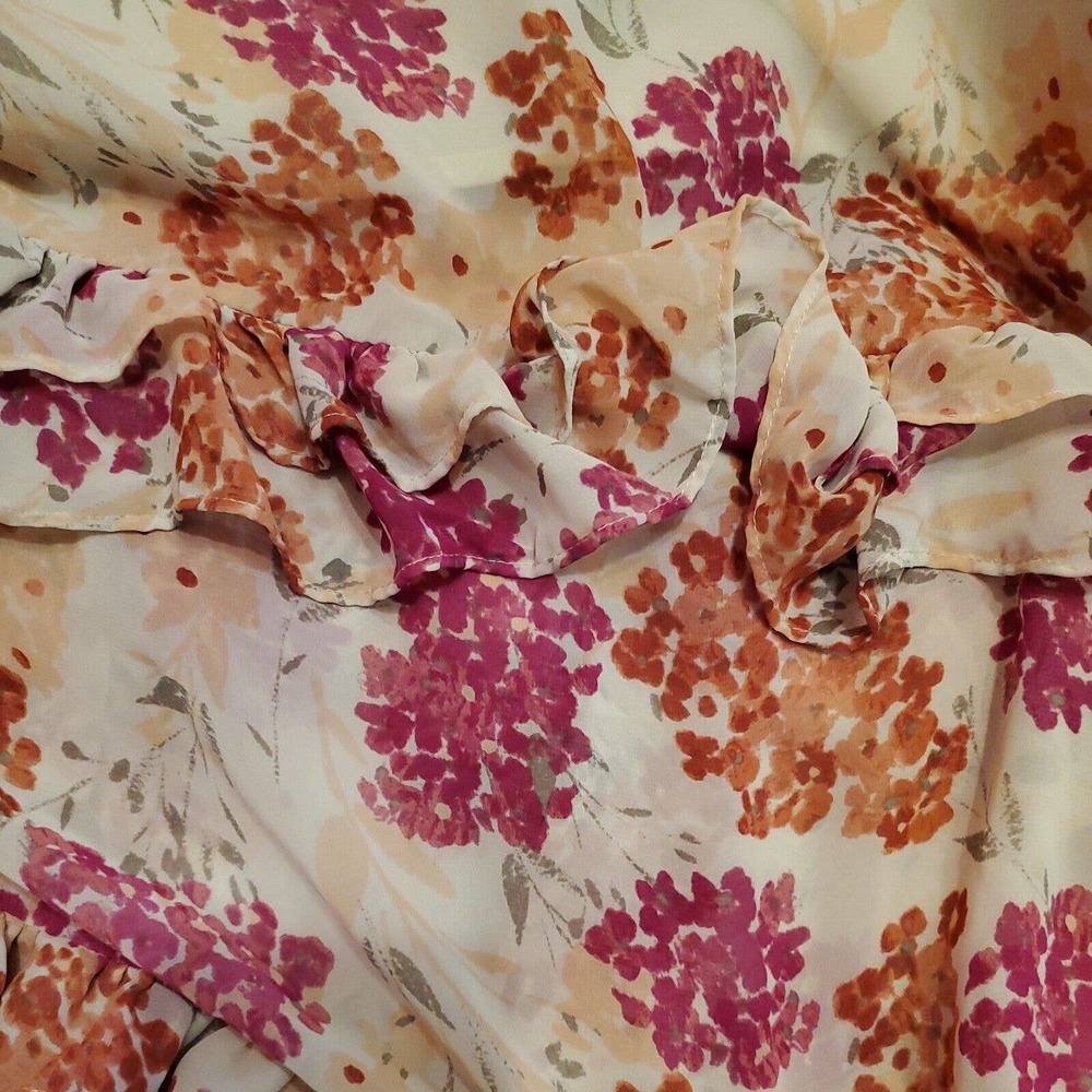 Elle Women's Maxi Dress Size XS Peach Floral Thin Strap Smock V-neck Lined - Picture 7 of 10
